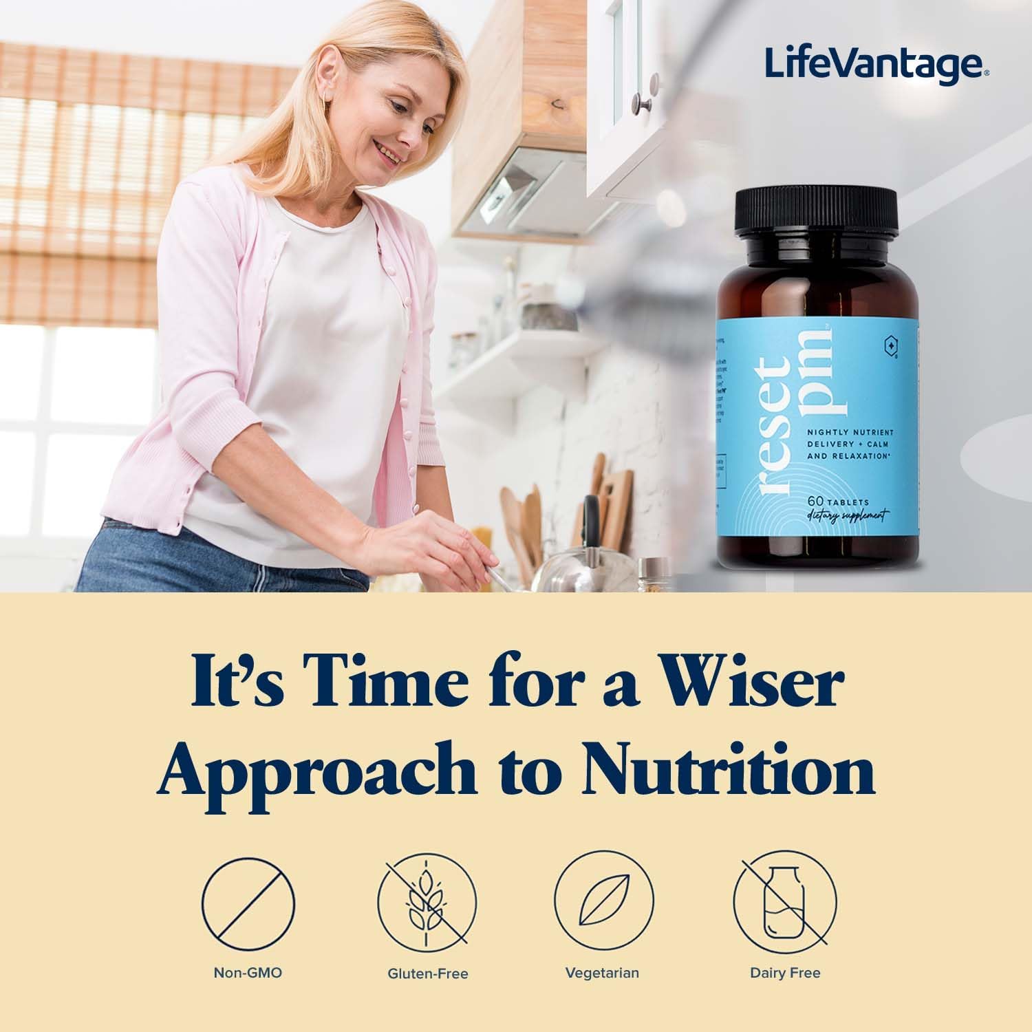 LifeVantage Reset PM - Suplemento Multinutriente Avanzado con Liberación Temporalizada, 60 Comprimidos