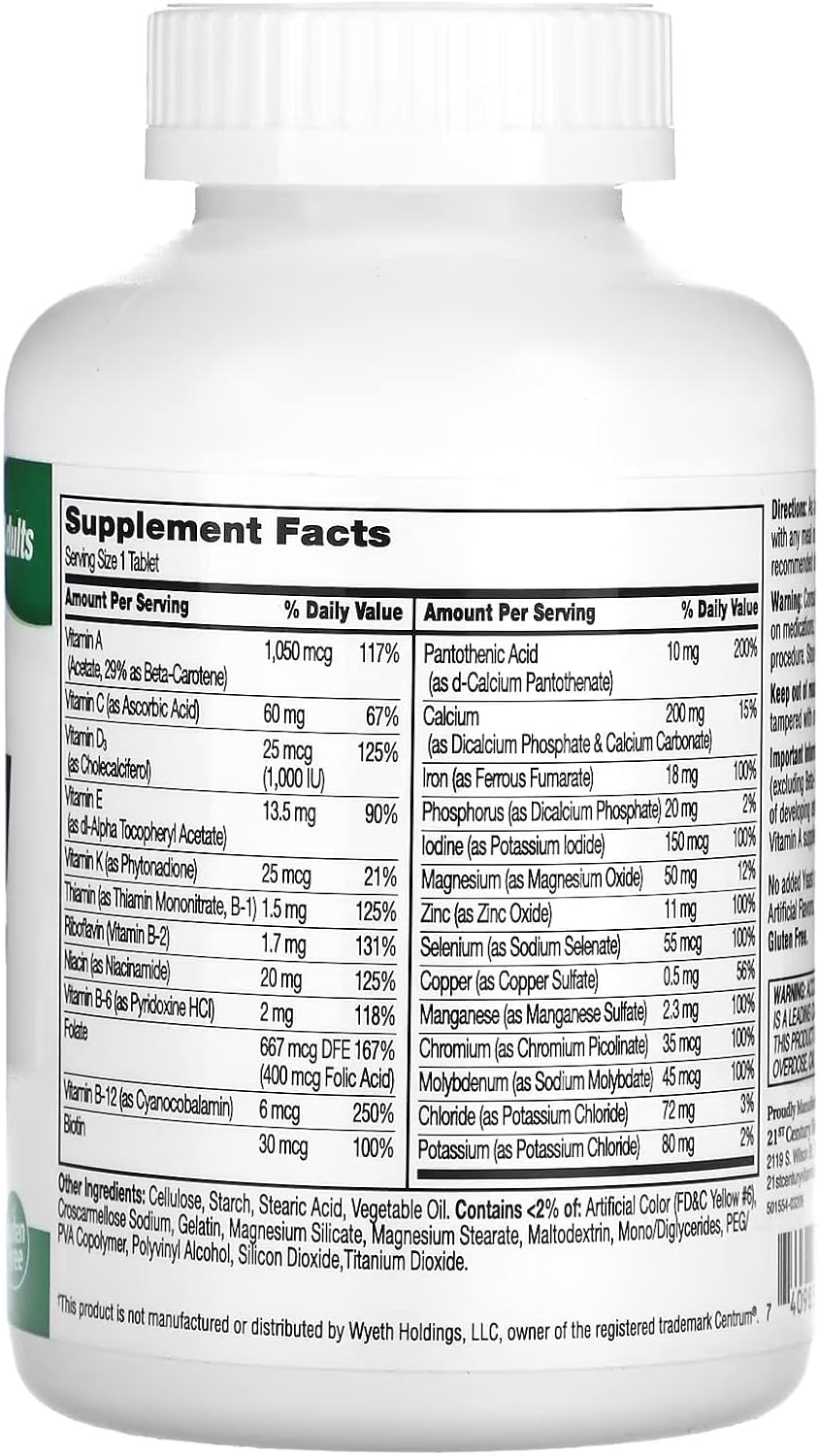 21st Century Sentry Multivitamínico y Mineral para Adultos, 300 Comprimidos