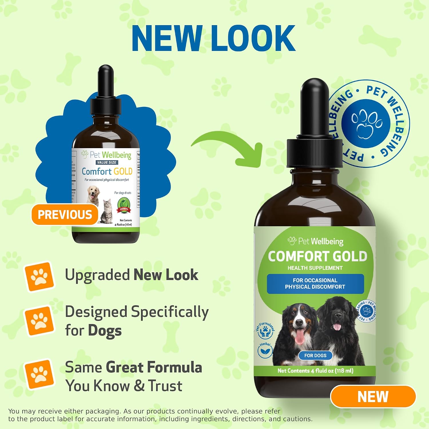 Pet Wellbeing Comfort Gold para Perros - Suplemento Herbal Veterinario 118 ml