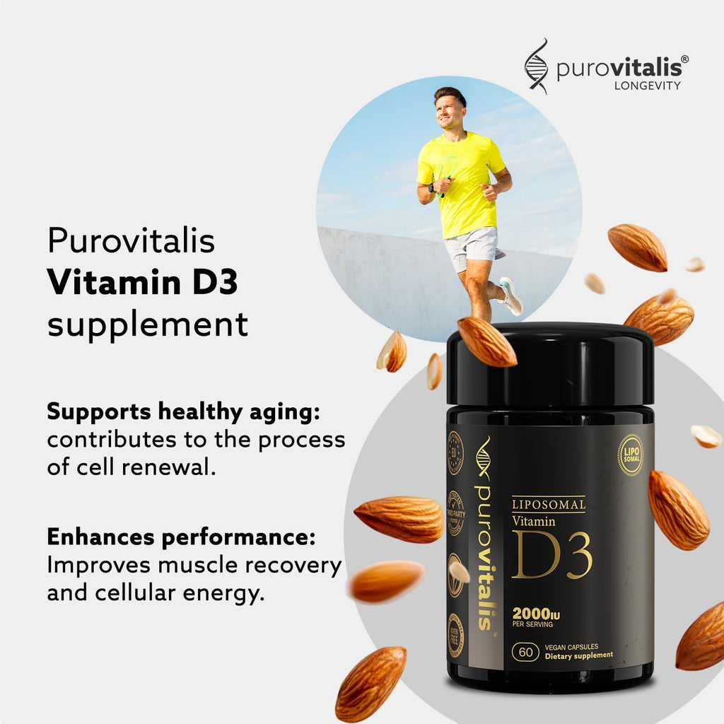 PUROVITALIS Vitamina D3 Liposomal 2000 UI - 60 Cápsulas Veganas