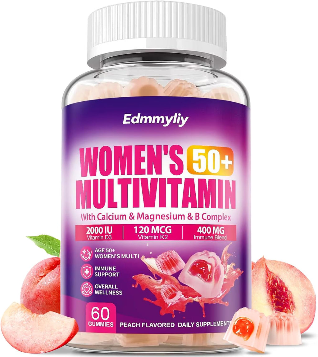 Multivitamínico Gummy para Mujeres 50+ - Vitaminas A, C, D3, E, K2, Complejo B, Calcio, Magnesio