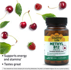 Country Life Methyl B-12 3000 mcg Comprimidos – Metilcobalamina para Energía y Metabolismo – 50 Comprimidos