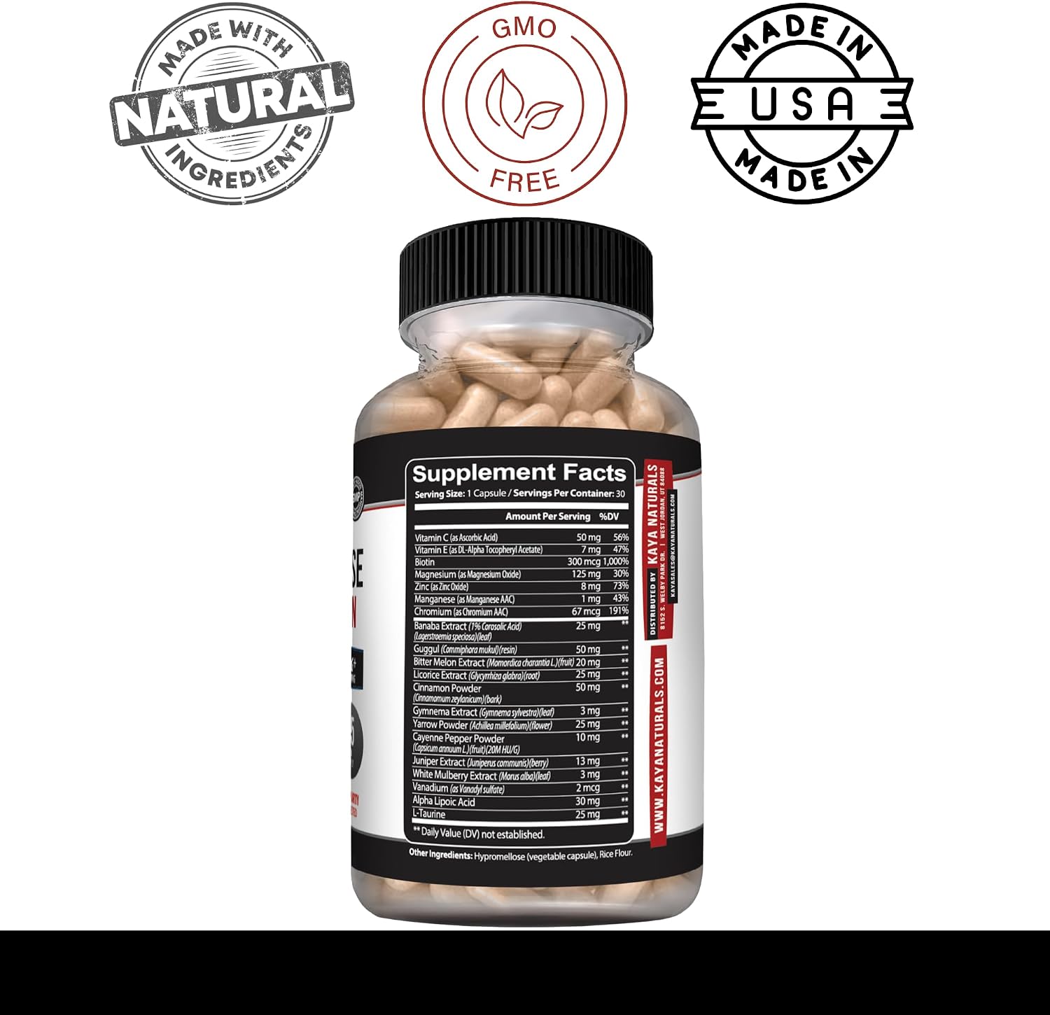 Kaya Naturals Healthy Gluco con Melón Amargo - Suplemento de 20 Hierbas, Vitaminas y Minerales, 30 Cápsulas