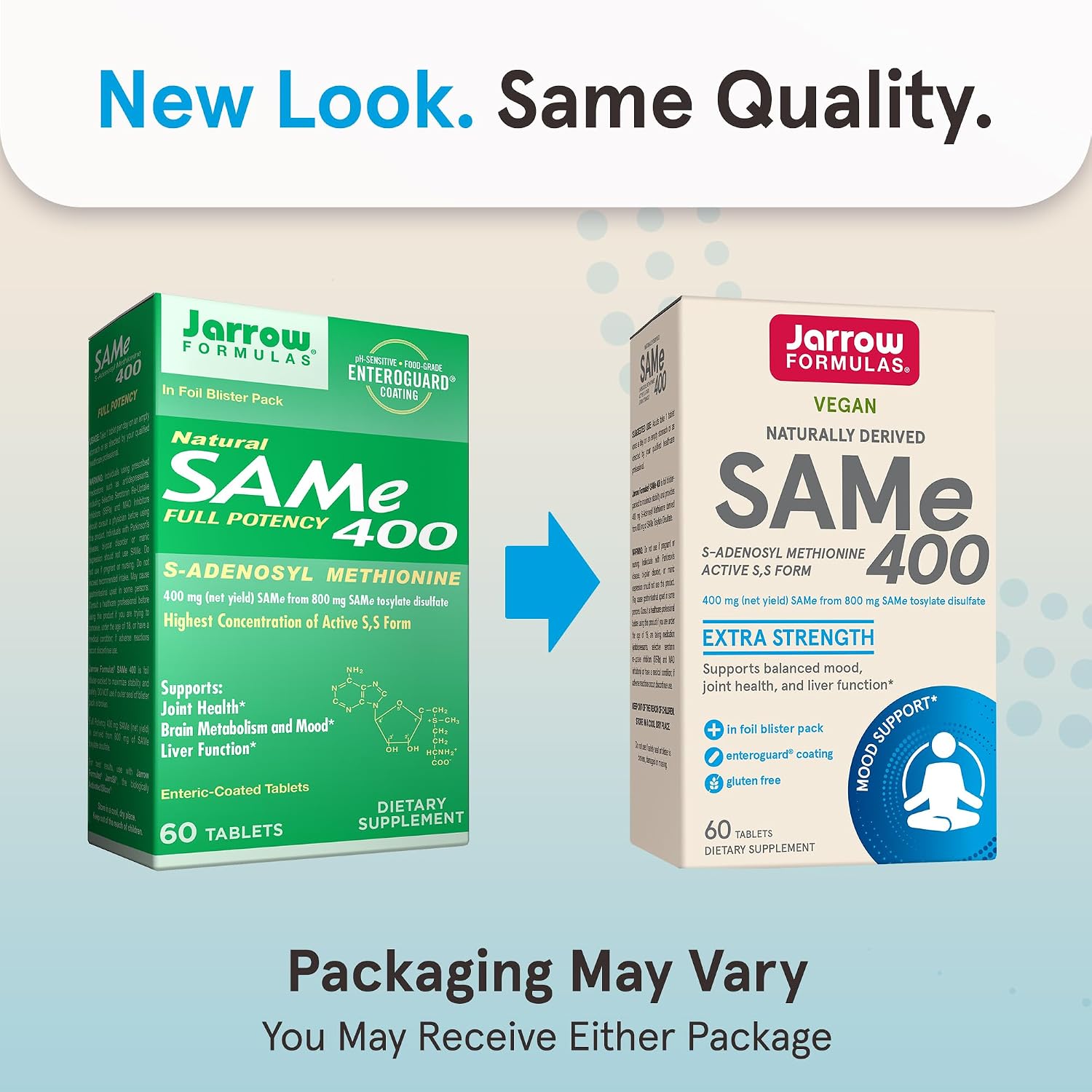 Jarrow Formulas SAMe 400 mg - 60 Comprimidos con Cubierta Entérica - Forma Activa S,S