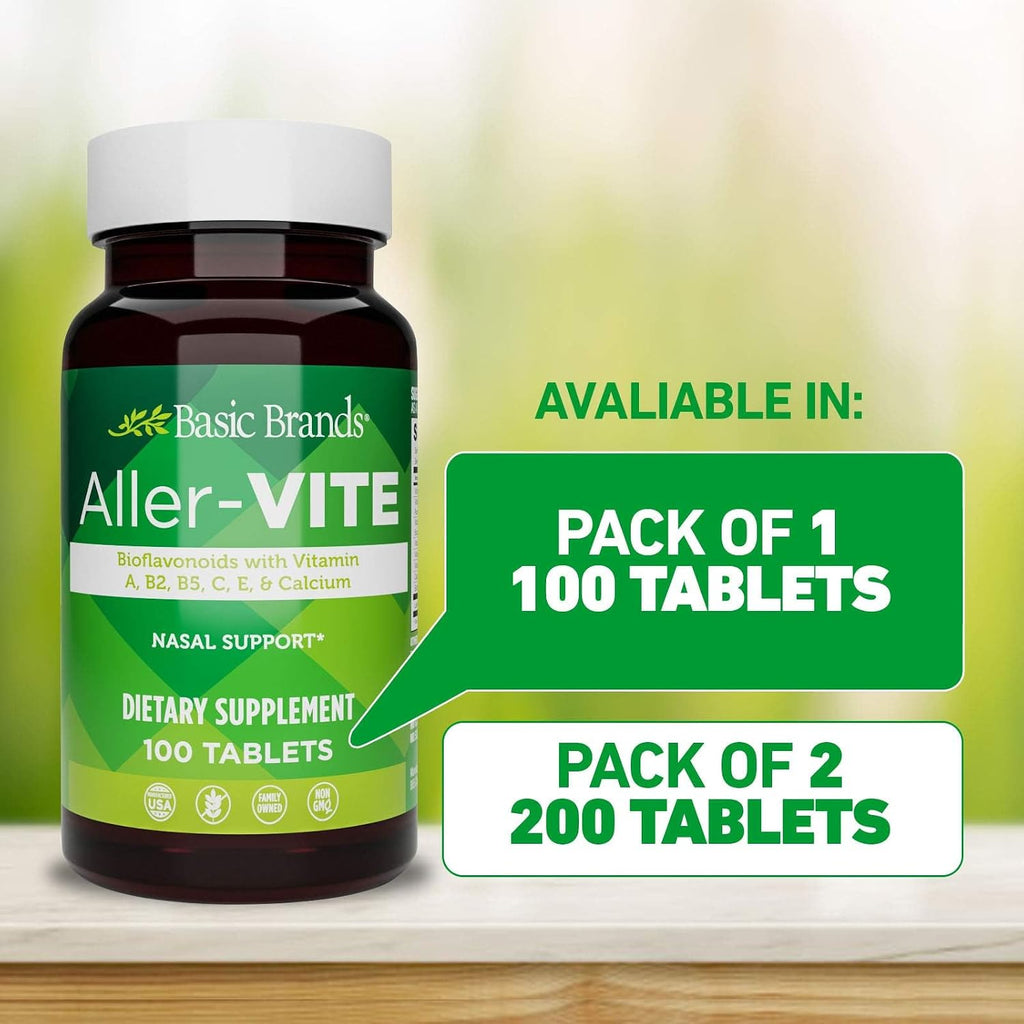 Aller Vite Nasal Support de Basic Brands – 100 Comprimidos con Bioflavonoides y Vitaminas