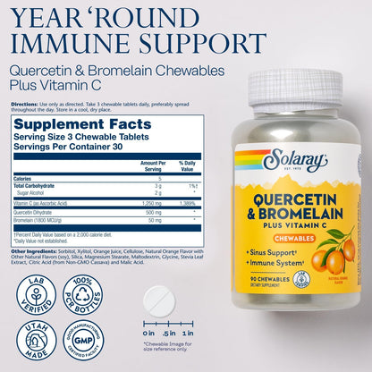 SOLARAY Quercetin con Bromelina y Vitamina C Comprimidos Masticables - 90 Comprimidos – Image 2