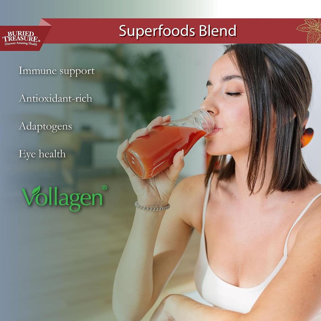 Buried Treasure Red20 Fusion Superfood Blend – Mezcla de Superalimentos con Acai, Remolacha, Arándano, Adaptógenos y Luteína, 946 ml
