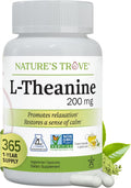 Nature's Trove L-Teanina 200mg – 365 Cápsulas Vegetarianas (Súper Tamaño)