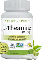 Nature's Trove L-Teanina 200mg – 365 Cápsulas Vegetarianas (Súper Tamaño)