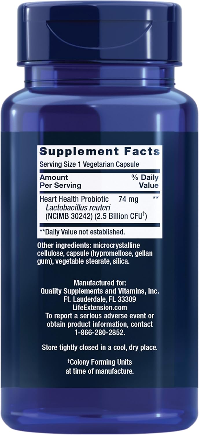Life Extension FLORASSIST® Probiótico Heart Health – Lactobacillus reuteri 30242, 60 Cápsulas
