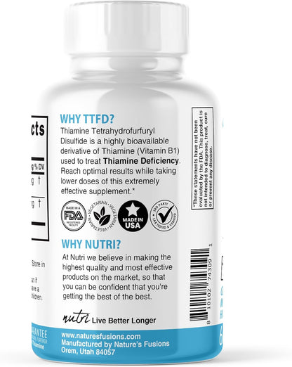 Nature's Fusions TTFD Tiamina B1 100mg con – Función psicológica normal: La tiamina contribuye a la función – Image 3