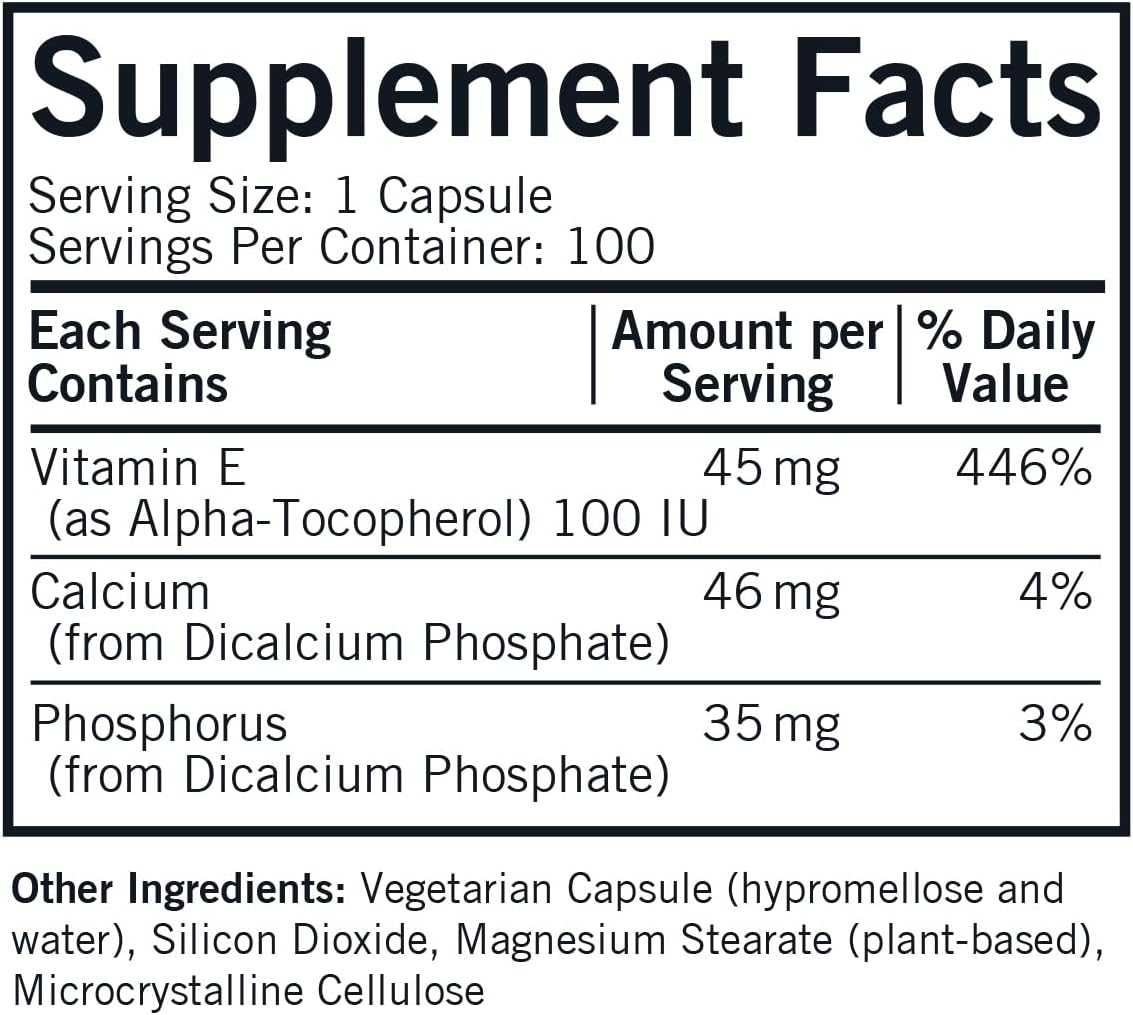 Kirkman Vitamina E 100 UI - Hipoalergénica - 100 Cápsulas Vegetales