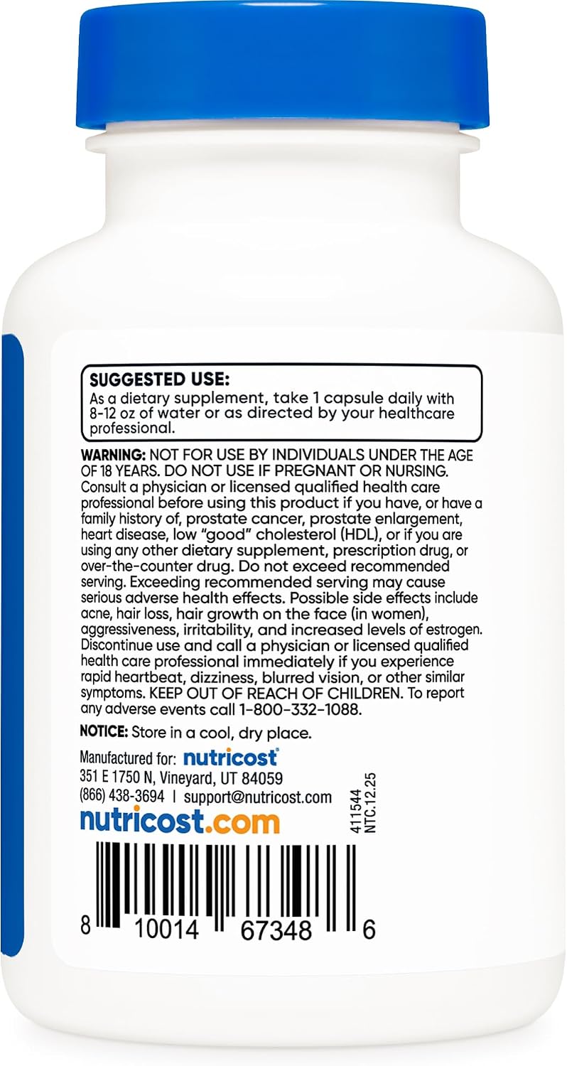 Nutricost Pregnenolona 50mg, 120 Cápsulas - No Transgénico, Sin Gluten, Cápsulas Vegetarianas