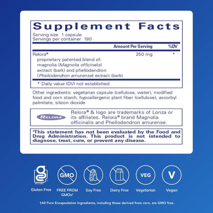 Pure Encapsulations Relora | Suplemento para el manejo del estrés | 180 Cápsulas – Image 2