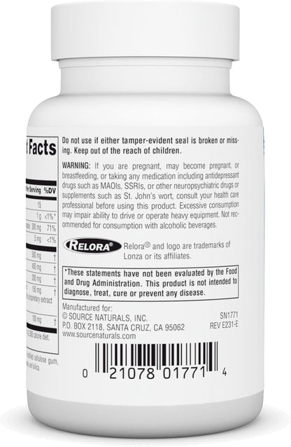 Source Naturals Serene Science Theanine Serene con Relora, Magnesio y GABA - 30 Comprimidos – Image 3