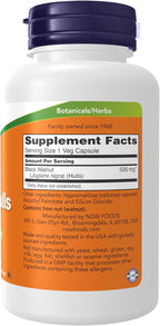 NOW Foods Suplemento de Cáscara de Nuez Negra (Juglans nigra) 500 mg, 100 Cápsulas Vegetales