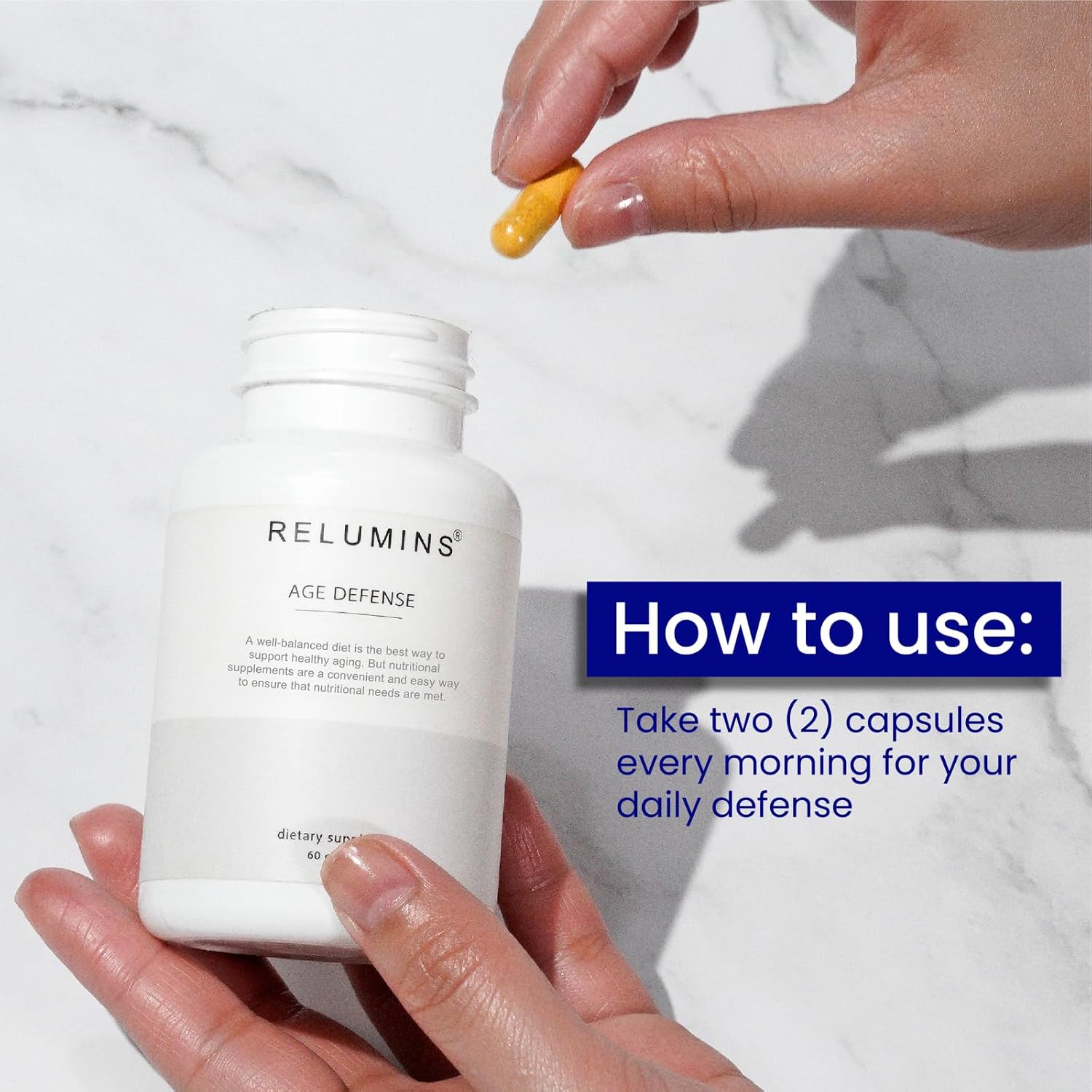 Relumins Age Defense NAD+ Supplement with NADH, CoQ10, Glutathione, Resveratrol, Fisetin, Curcumin & EGCG - Antioxidant Support Supplement – 60 Vegan Capsules