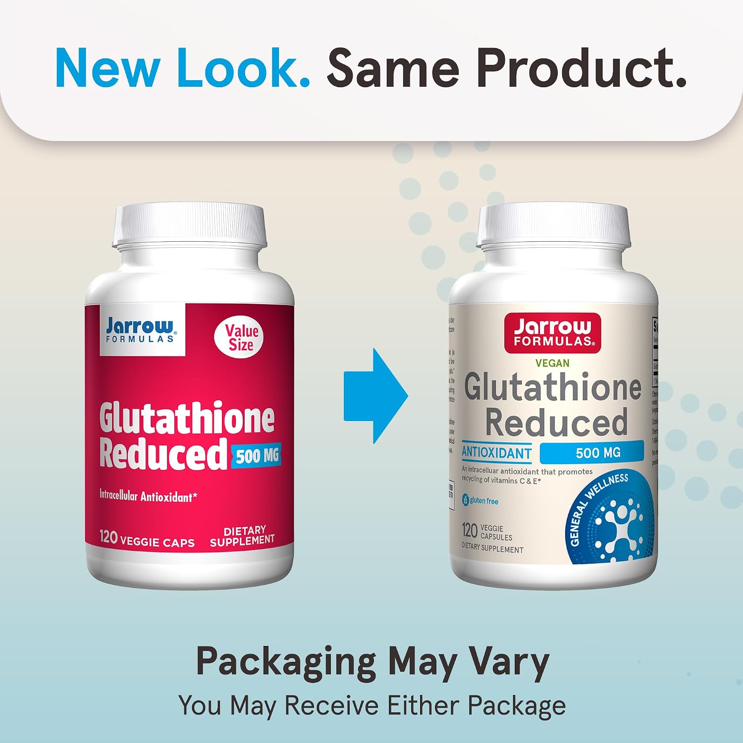Jarrow Formulas Reduced Glutathione 500 mg - 120 Vegetable Capsules - Intracellular Antioxidant