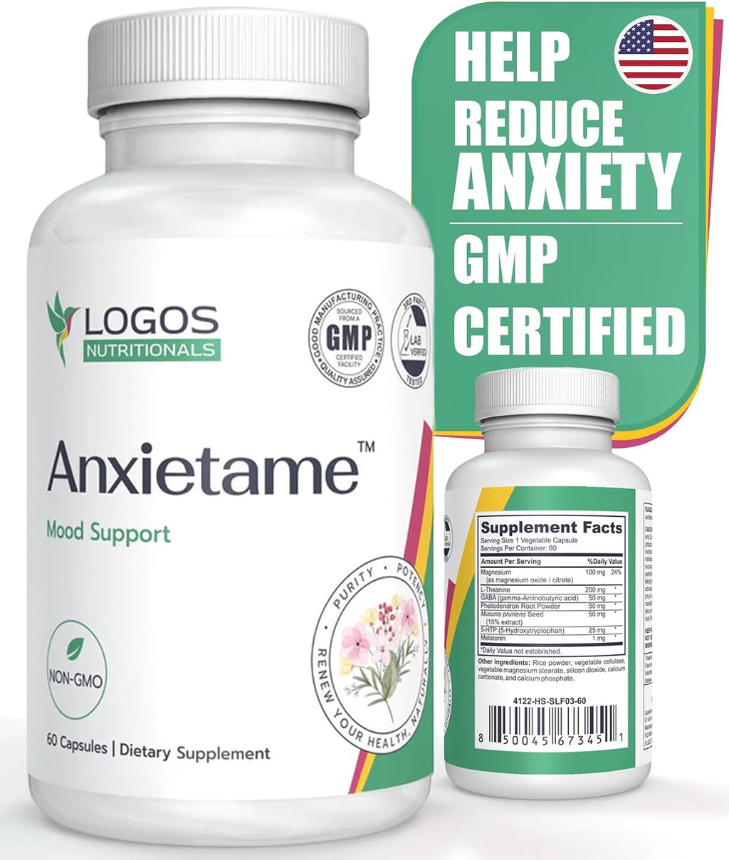 Anxietame - 60 Capsules, Food Supplement for Mood and Sleep