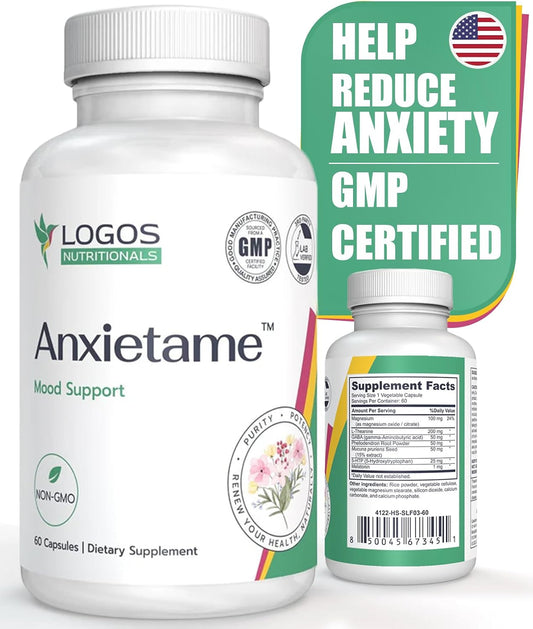 Anxietame - 60 Capsules, Food Supplement for Mood and Sleep