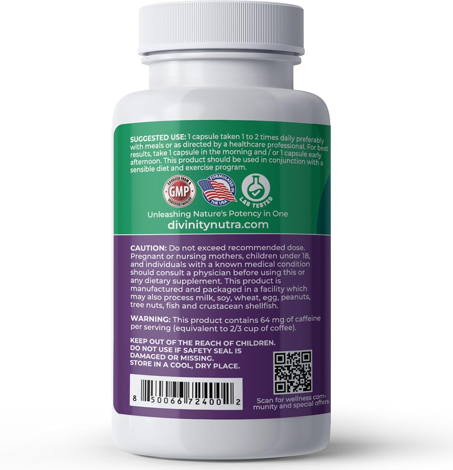 Divinity Nutra Thermogenic Brazilian Lean, Suplemento para la Hinchazón, 60 Cápsulas