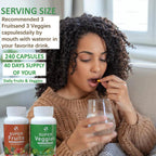 Lite Supply Frutas y Verduras 240 Cápsulas - 120 Fruta y 120 Verdura - Superalimento Natural