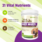 Pet Naturals Multivitamínico Diario para Perros - 21 Nutrientes Esenciales, Ácidos Grasos y Antioxidantes - 150 Comprimidos Blandos Sabor Vegetal