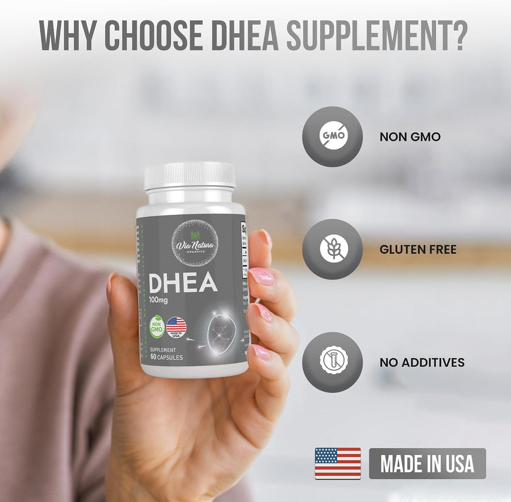 DHEA 100mg | Suplemento Non-GMO y Sin Gluten | 60 Cápsulas