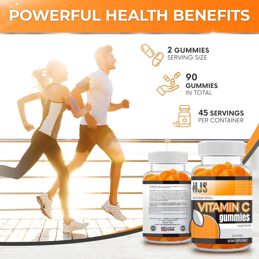 HJS Supplements Vitamin C Gummies, Sabor Naranja, 90 Gominolas