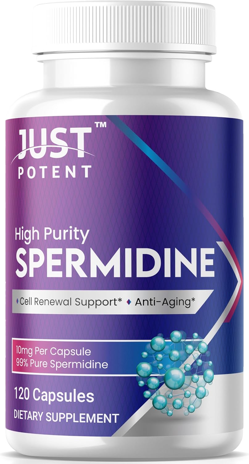 Just Potent Espermidina de Alta Pureza (99%) - 120 Cápsulas, 10 mg por Cápsula