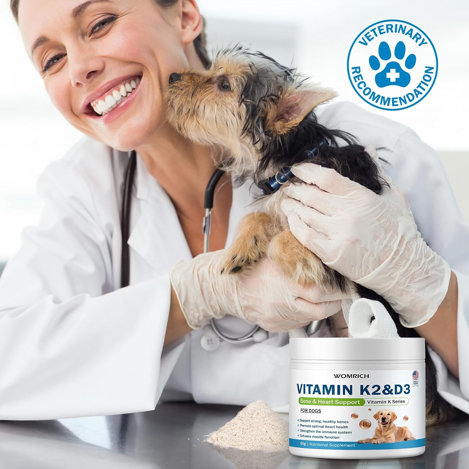 Suplemento de Vitaminas K2 y D3 para Perros – 60g