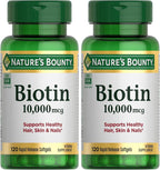 Nature's Bounty Biotina 10.000 mcg, 250 Cápsulas Blandas de Liberación Rápida