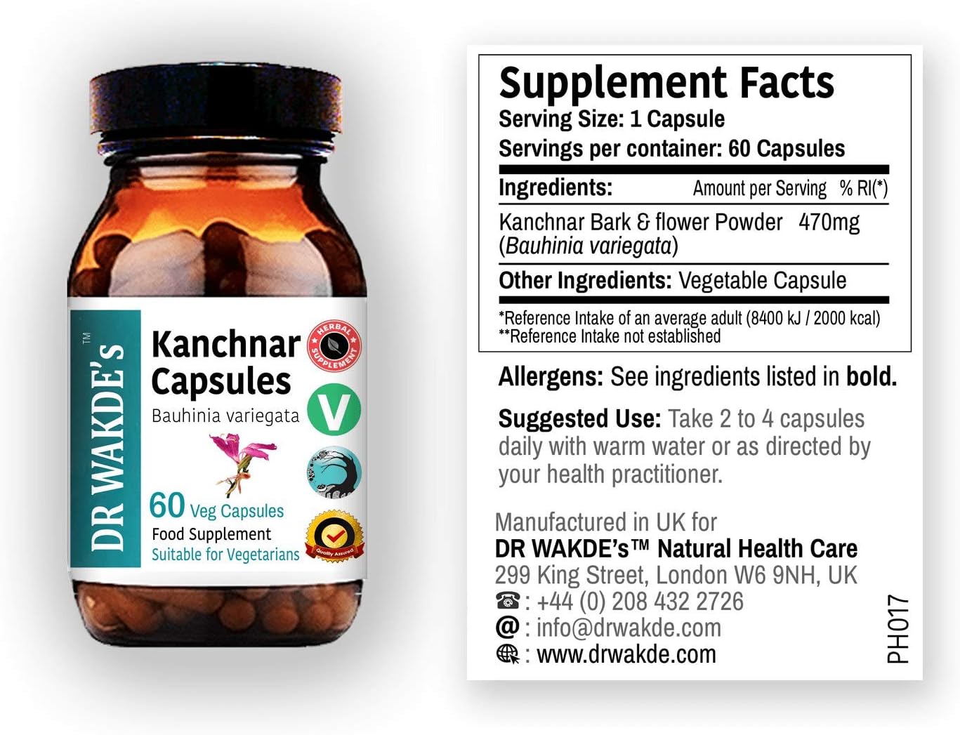 DR WAKDE's Kanchnar Capsules (Bauhinia variegata) | 60 Vegan Capsules | Ayurvedic Supplement | 100% Herbal