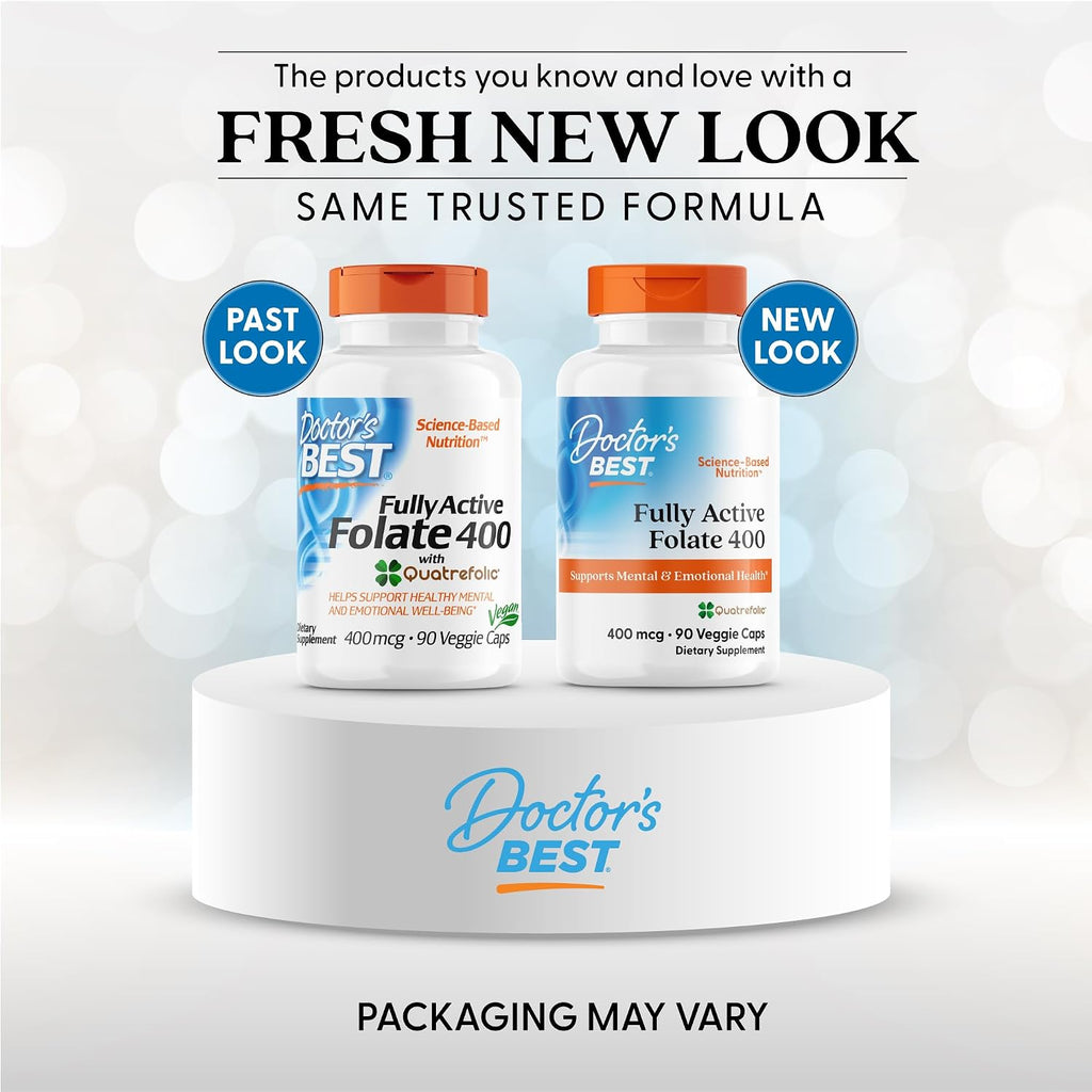 Doctor's Best Folato Activo con Quatrefolic 400 mcg, 90 cápsulas