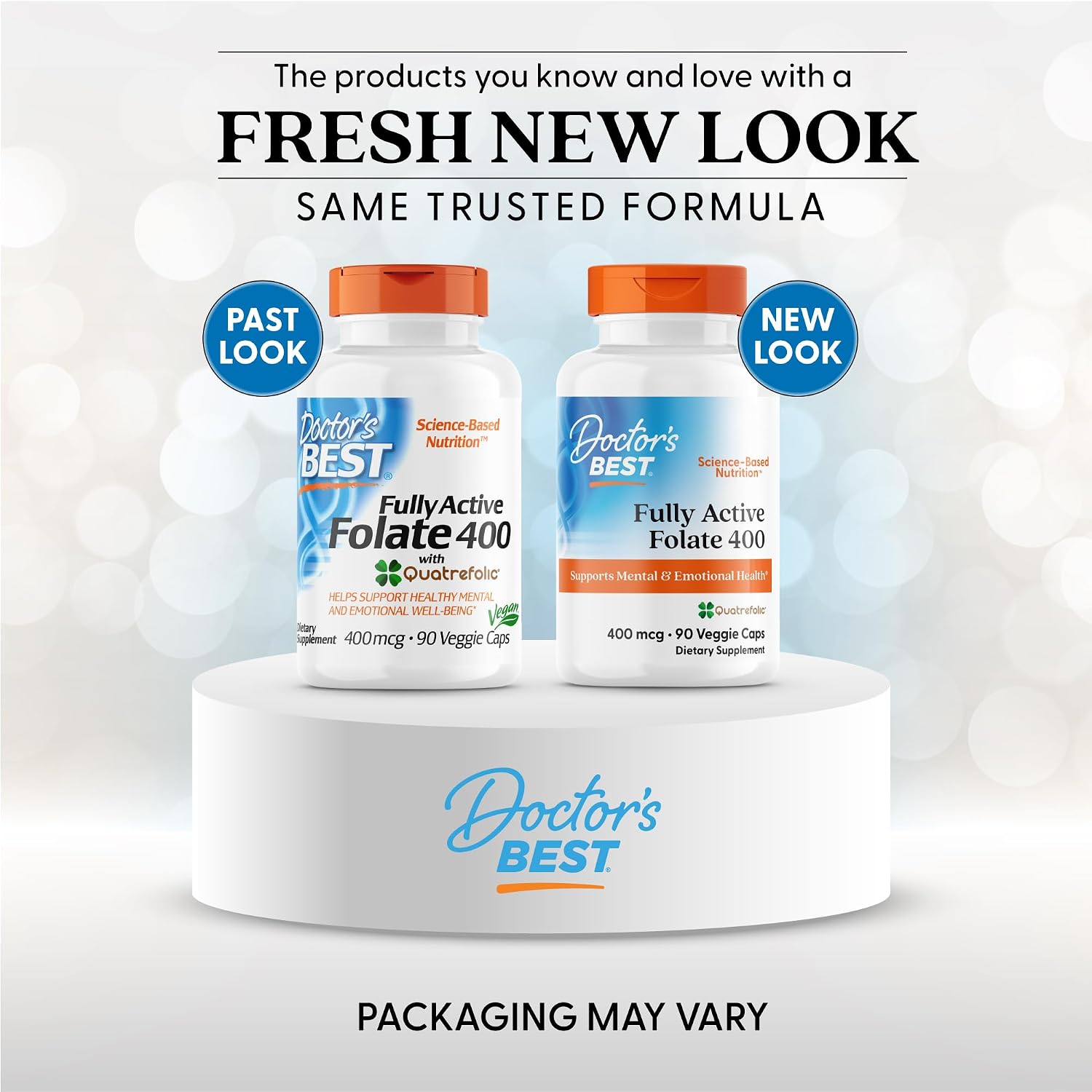 Doctor's Best Folato Activo con Quatrefolic 400 mcg, 90 cápsulas