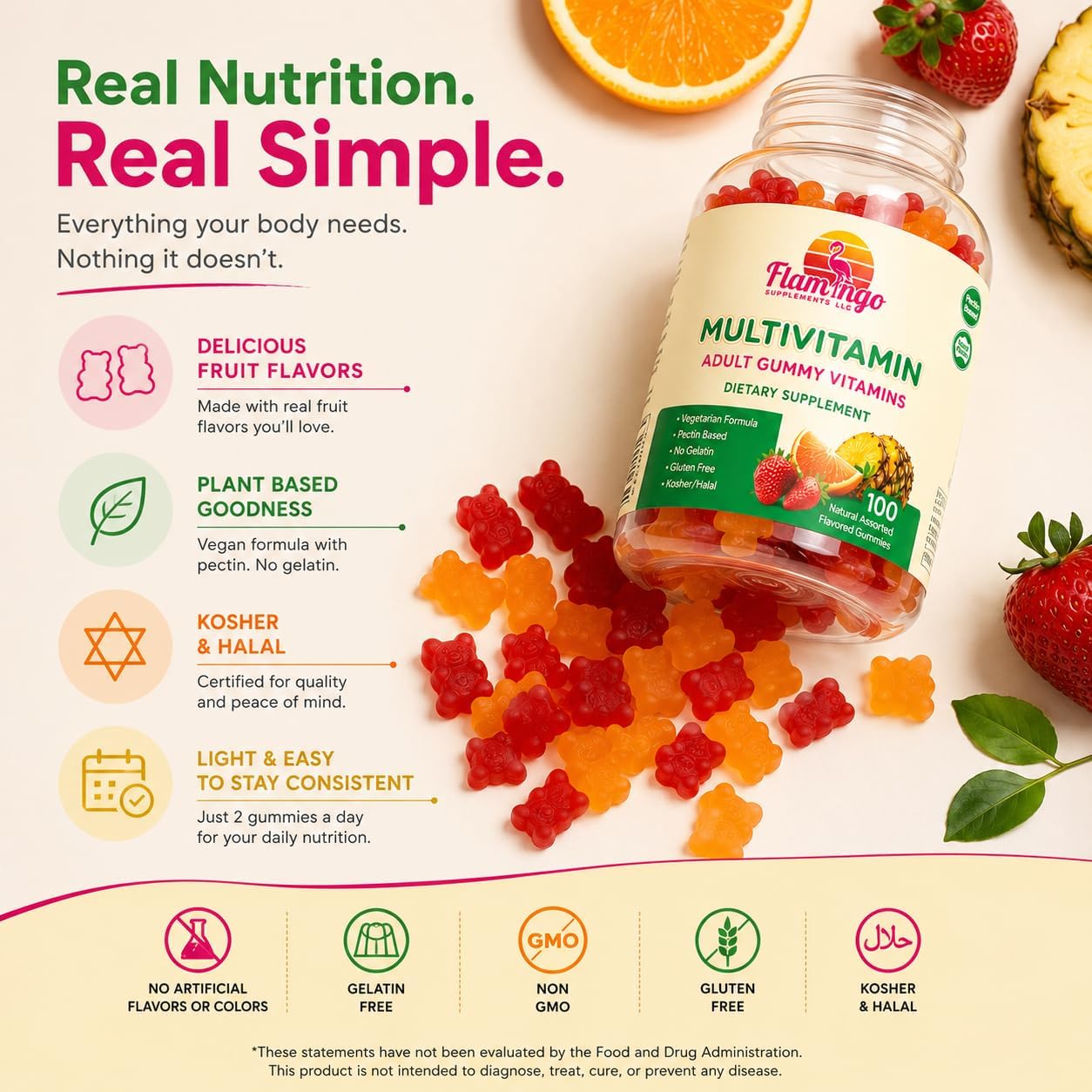 Flamingo Supplements Gomitas Multivitamínicas - 100 Gomitas Multivitamínicas