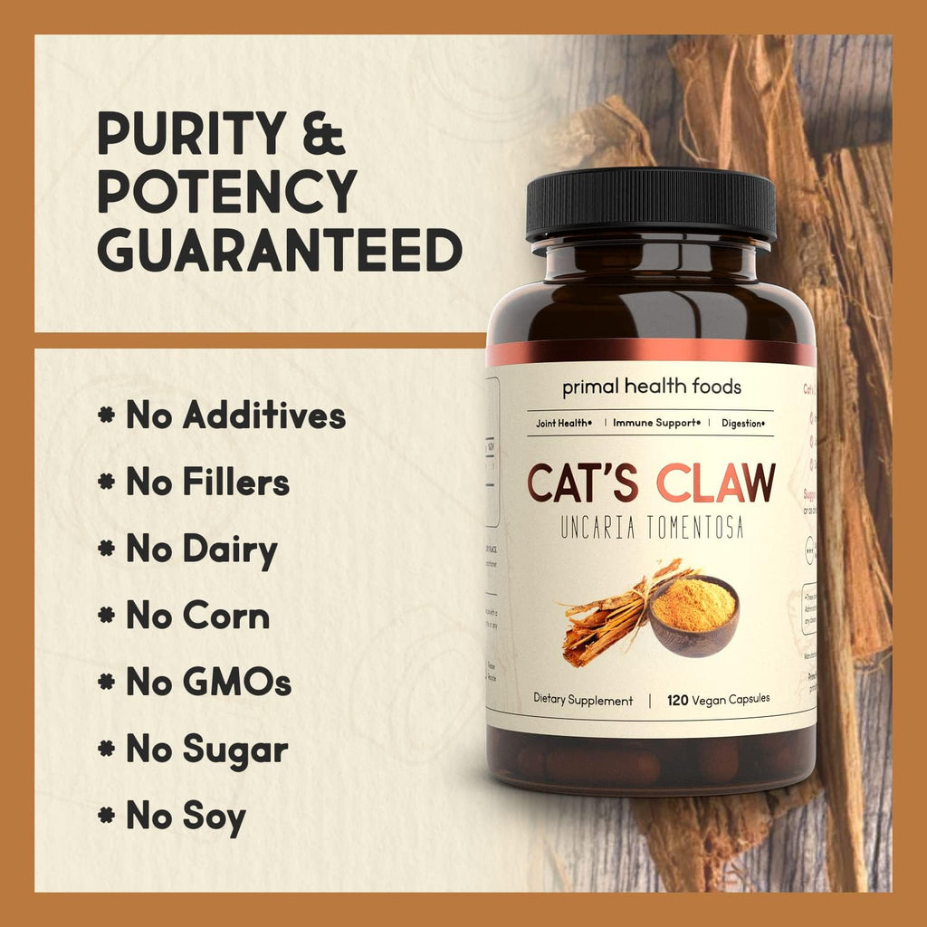 Primal Health Foods Garra de Gato Orgánica 1000 mg 60 Cápsulas | Apoyo Inmunitario, Digestión y Articulaciones | Vegano, Ecológico, Sin OGM y Sin Gluten