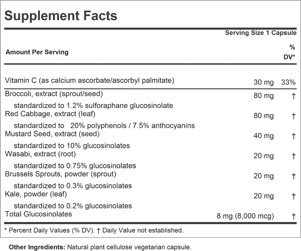 ANDREW LESSMAN Extractos de Crucíferas 60 Cápsulas | Alto Contenido en Glucosinolatos y Sulforafano