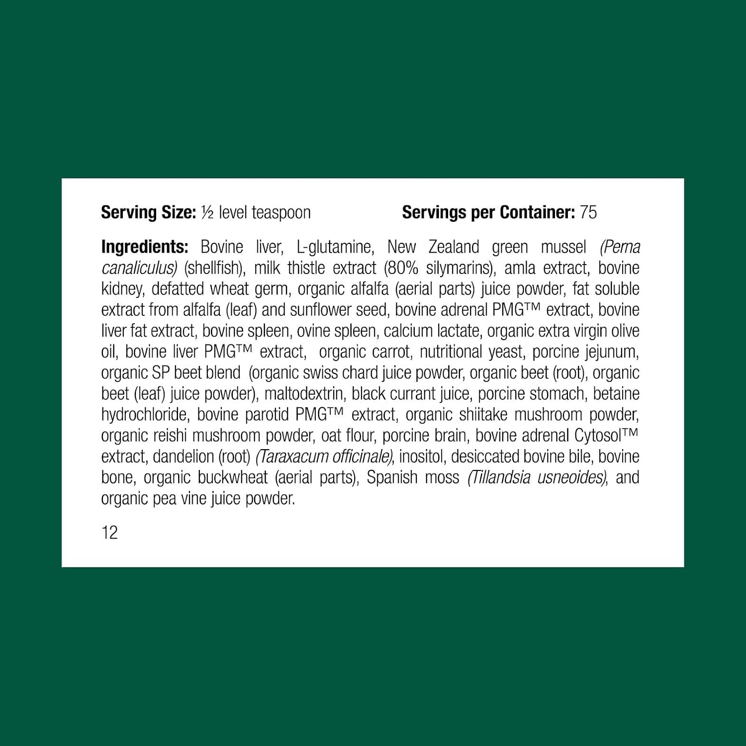 Standard Process Canine Dermal Support - Suplemento para la piel y glándulas suprarrenales para perros - 125 g