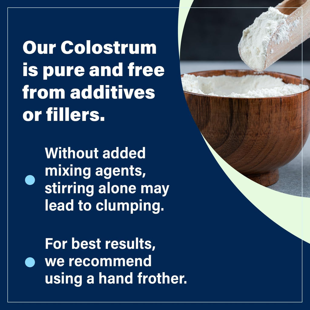 Bovine Colostrum Powder Supplement (3000mg + 40% IgG + No Fillers) - Unflavored - Grass Fed - 60 Servings
