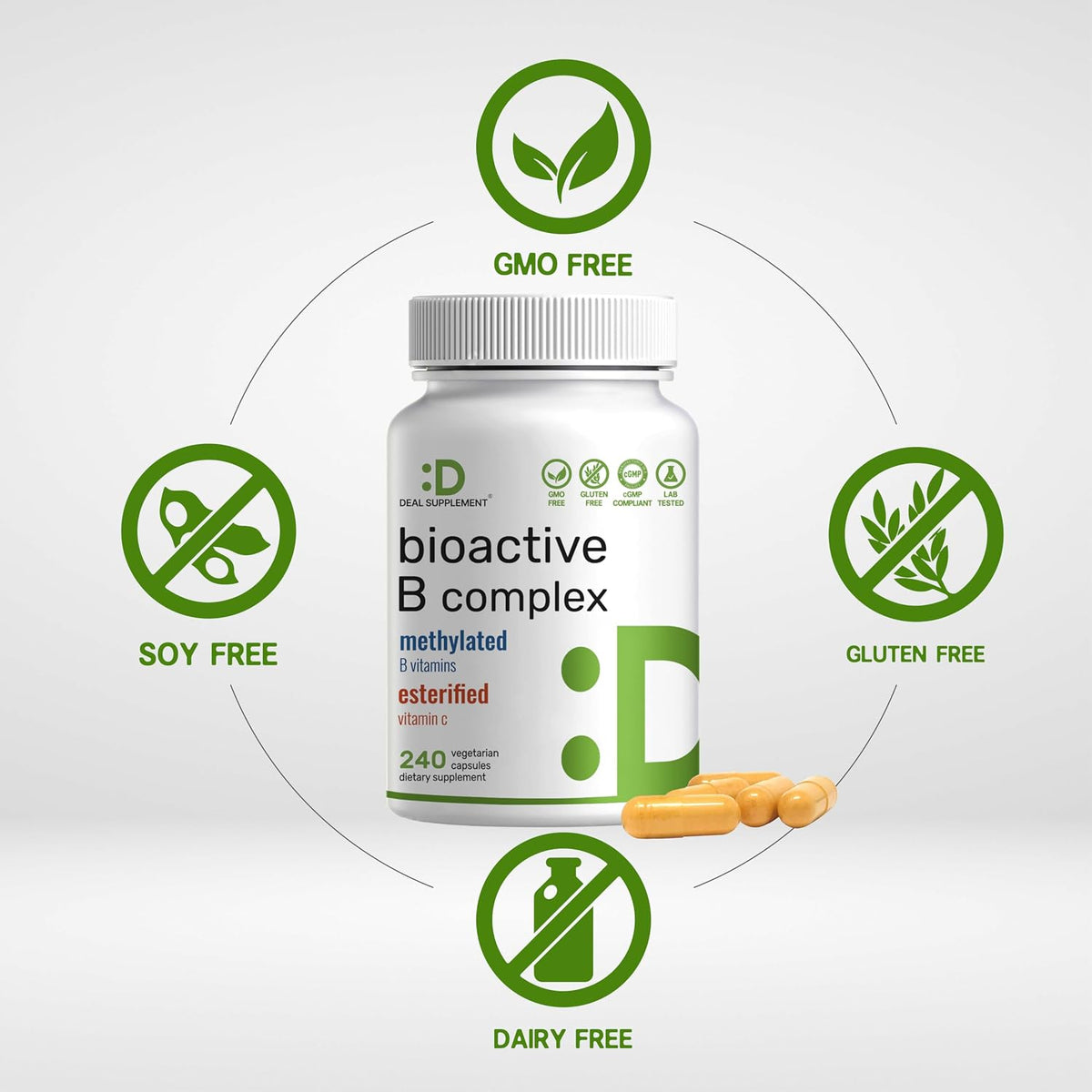 Complejo B Bioactivo con Vitaminas Metiladas y Vitamina C - 240 Cápsulas Veganas – Image 3