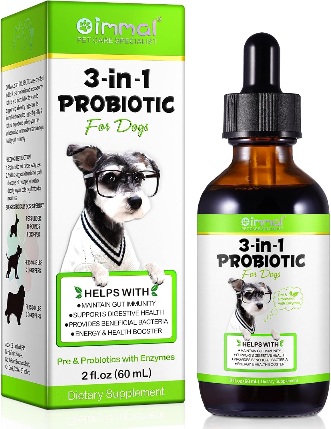 ALIVO Probiótico para Perros, Gotas Naturales 3 en 1, Sabor a Bacon, 60ml