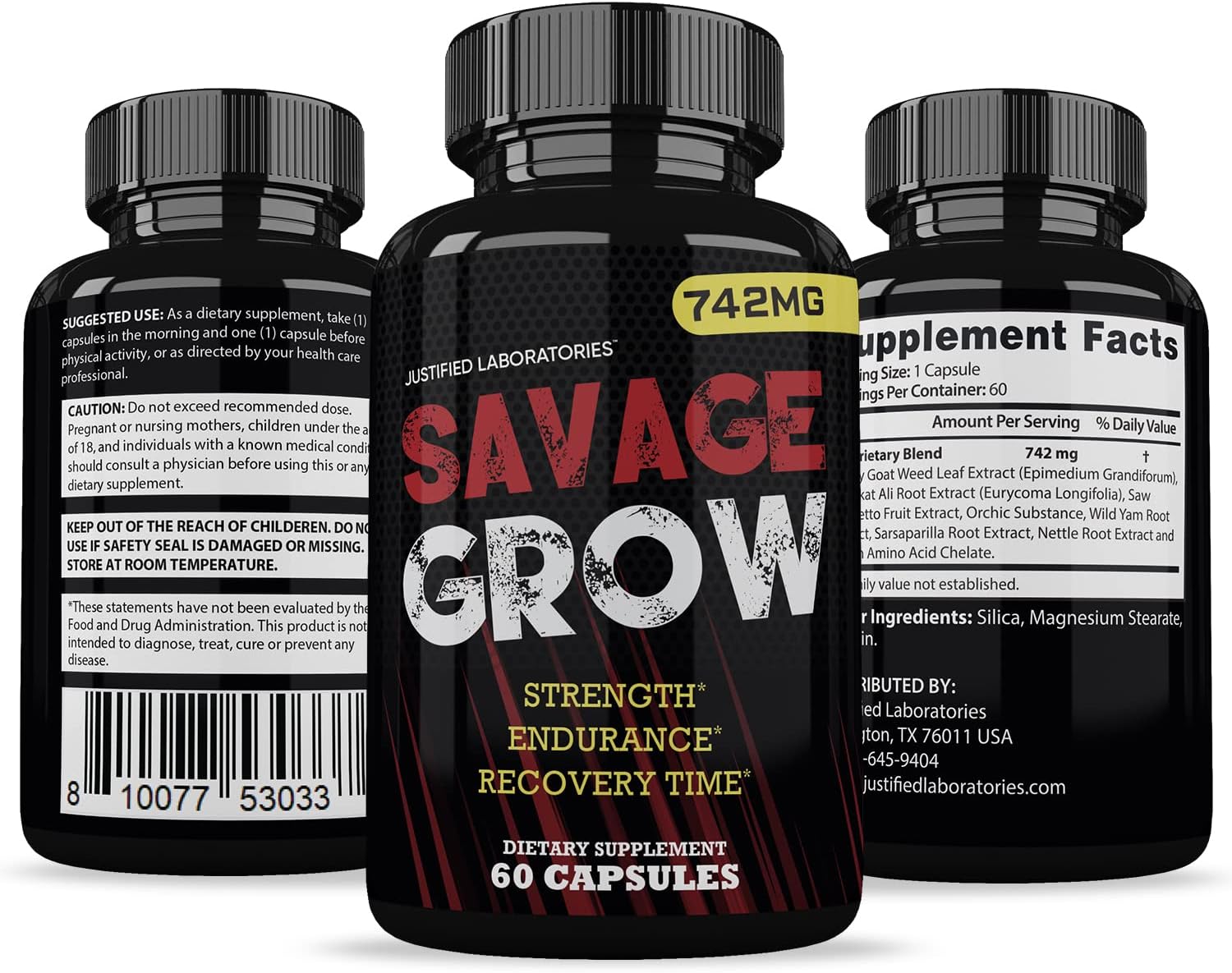 Savage Grow 742MG Fórmula Avanzada para la Salud Masculina - 60 Cápsulas