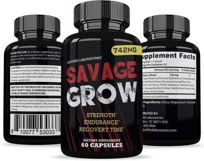 Savage Grow 742MG Fórmula Avanzada para la Salud Masculina - 60 Cápsulas – Image 6