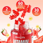 GrnLife Gominolas de Vitamina B2 (Riboflavina) 400mg con Magnesio - 120 Gominolas Sabor Fresa