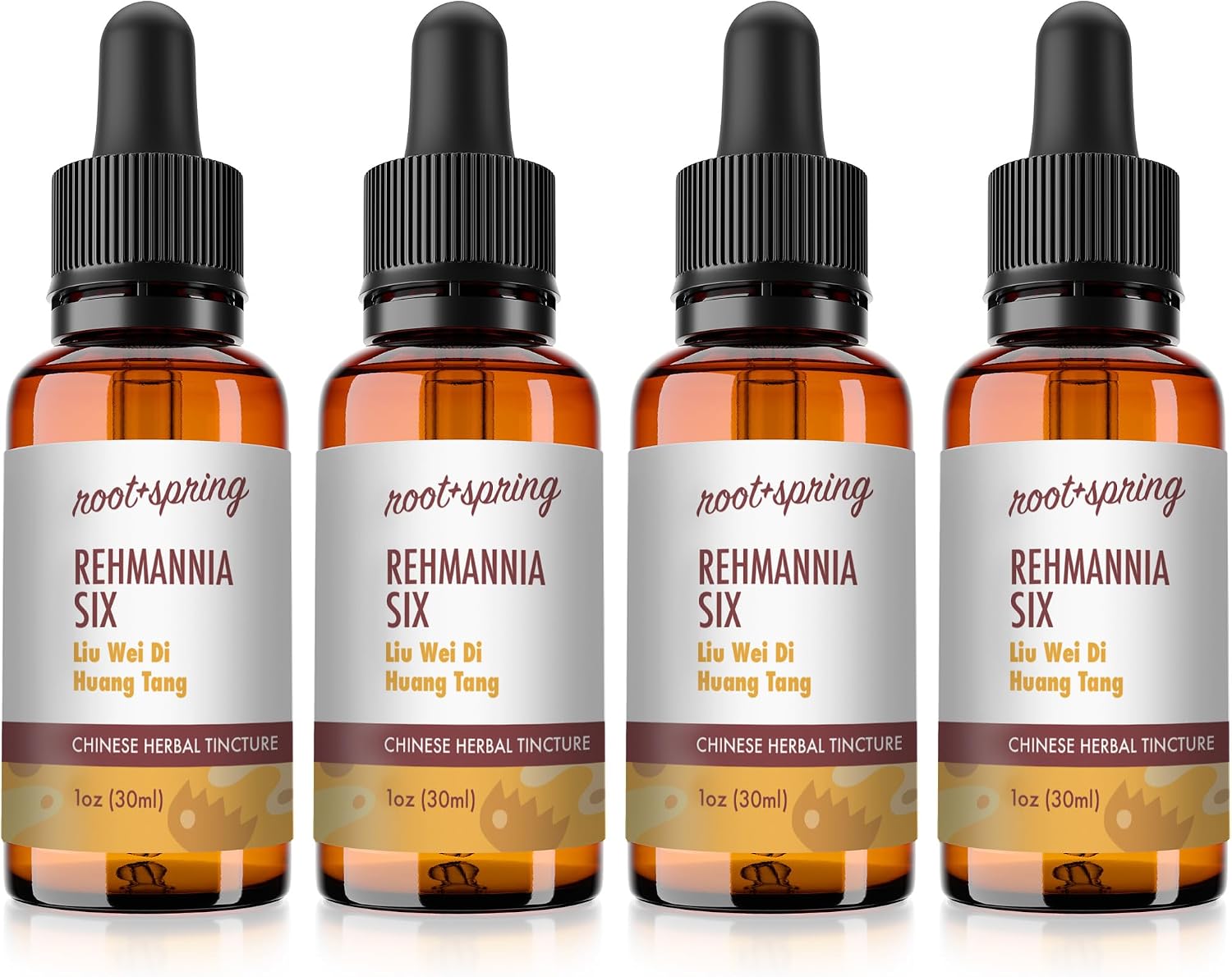 Rehmannia Six - Liu Wei Di Huang Tang - Tintura Herbal (Extracto Líquido) con Gotero - Complemento de Hierbas TCM (Pack de 4)