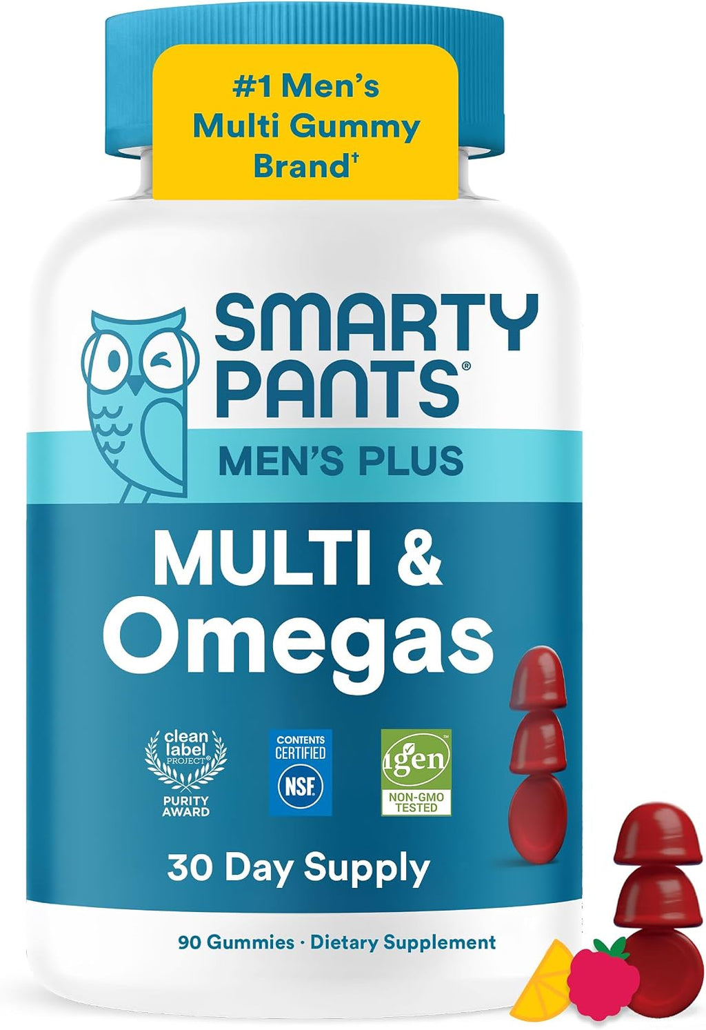 SmartyPants Men's Multivitamin Gummies - 90 Gominolas Multivitamínicas con Omega 3 DHA/EPA
