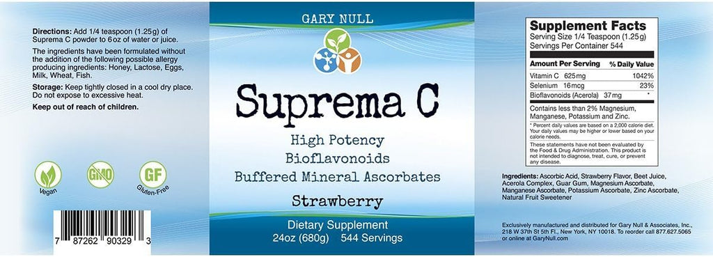 Gary Null's Suprema C Strawberry Powder - Vitamina C en Polvo