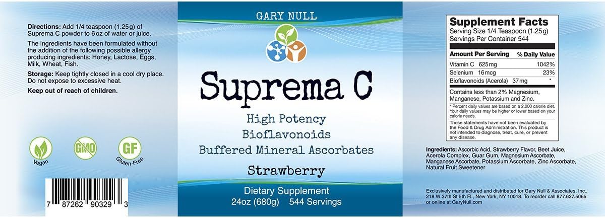 Gary Null's Suprema C Strawberry Powder - Vitamina C en Polvo