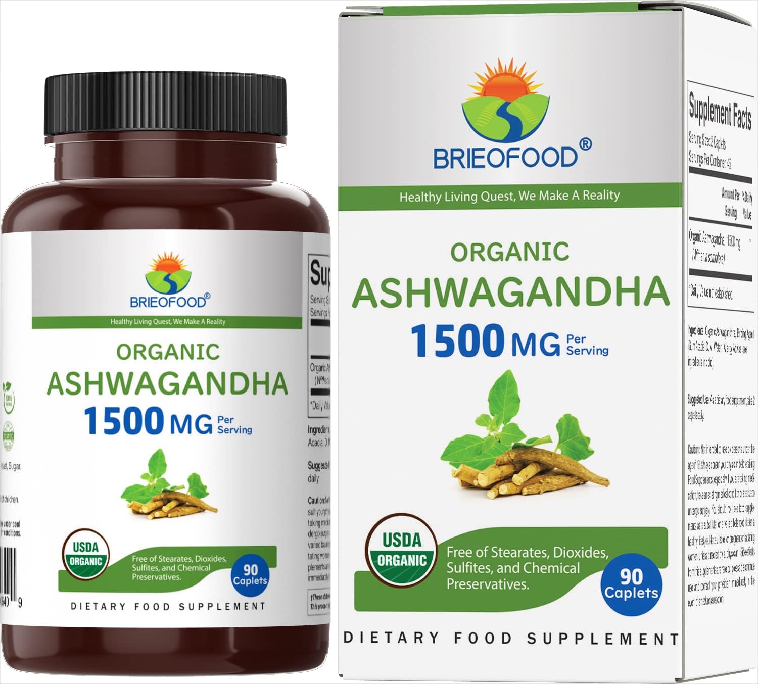 Organic Ashwagandha 1500mg - 90 Comprimidos Vegetarianos
